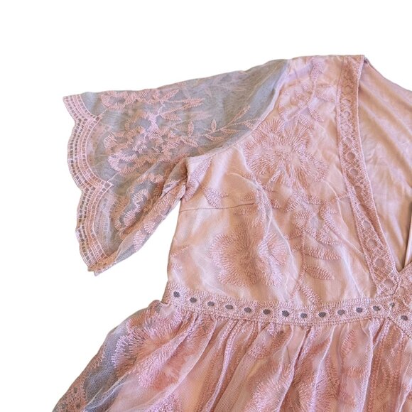 PinkBlush Pink Lace Maxi Dress Short Sleeve Maternity Photo Shoot Size XL Womens - Picture 4 of 13